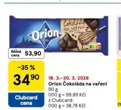 Tesco Orion čokoláda na vaření nabídka
