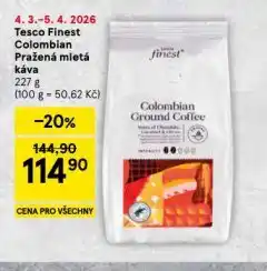 Tesco Tesco finest colombian pražená mletá káva nabídka