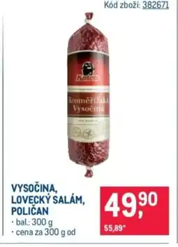 Makro Vysočina, lovecký salám, poličan nabídka