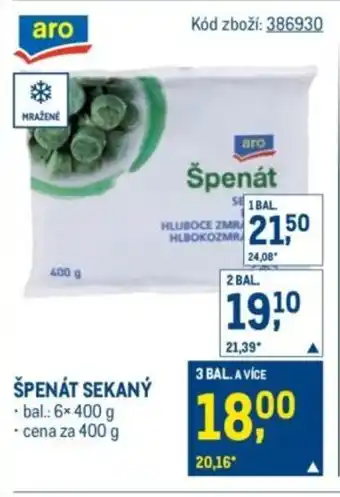 Makro Špenát sekaný nabídka