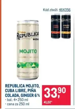 Makro Republica Mojito, cuba libre, piña colada, ginger 6% nabídka
