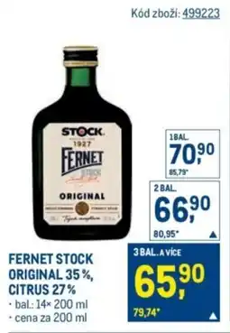 Makro Fernet Stock original 35%, citrus 27% nabídka