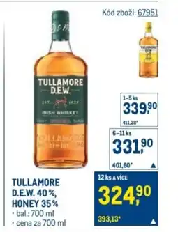 Makro TULLAMORE D.E.W. 40%, honey 35% nabídka