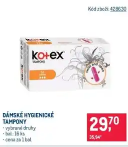 Makro Kotex Dámské hygienické tampony nabídka