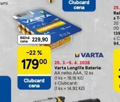 Tesco Varta longlife baterie nabídka
