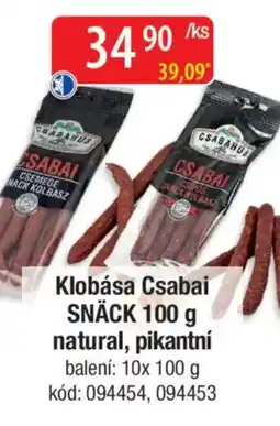Qanto Klobása Csabai SNÄCK natural, pikantní nabídka