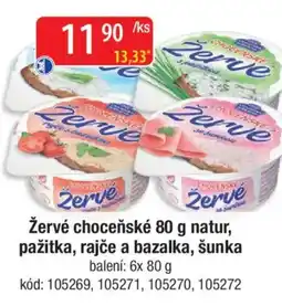 Qanto Žervé choceňské natur, pažitka, rajče a bazalka, šunka nabídka