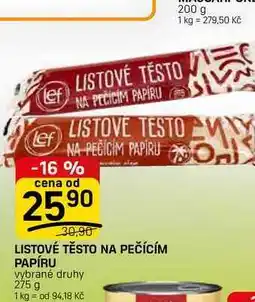 Flop LISTOVÉ TĚSTO NA PEČÍCÍM PAPÍRU vybrané druhy nabídka