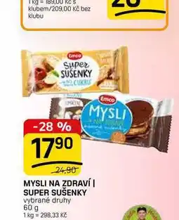 Flop MYSLI NA ZDRAVÍ | SUPER SUŠENKY vybrané druhy nabídka