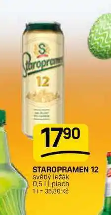 Flop STAROPRAMEN 12 světlý ležák 0,51 plech nabídka