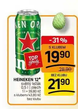 Flop HEINEKEN 12 světlý ležák 0,51 plech nabídka