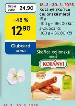Tesco Kotányi Skořice mletá nabídka