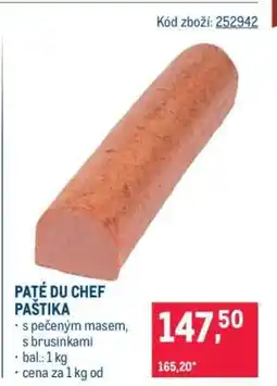 Makro PATÉ DU CHEF Paštika nabídka