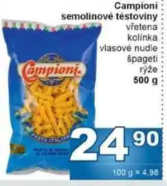 Jip Campioni semolinové těstoviny nabídka
