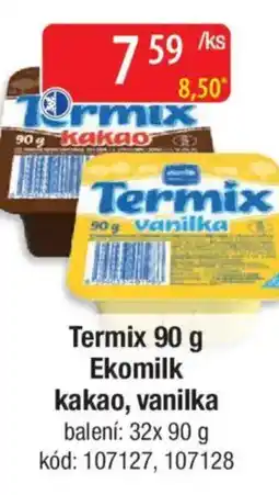 Qanto Termix Ekomilk kakao, vanilka nabídka