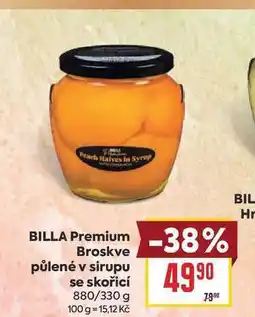 Billa BILLA Premium Broskve půlené v sirupu se skořicí 880/330 g nabídka