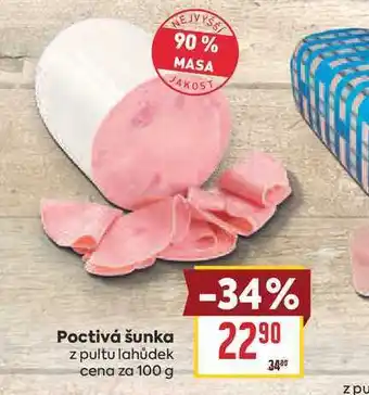 Billa Poctivá šunka z pultu lahůdek cena za nabídka