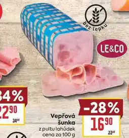 Billa Vepřová šunka z pultu lahůdek cena za nabídka