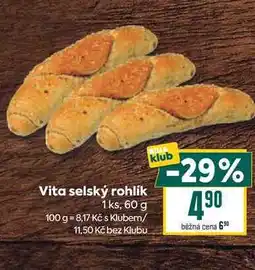 Billa Vita selský rohlík 1 ks nabídka
