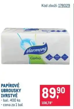 Makro Papírové ubrousky 1vrstvé nabídka