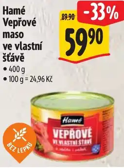 Albert Hamé Vepřové maso ve vlastní šťávě nabídka