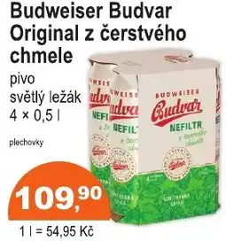 COOP DISKONT Budweiser Budvar Original z čerstvého chmele nabídka