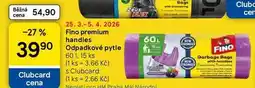 Tesco Fino premium handles Odpadkové pytle, 60 l, 15 ks nabídka