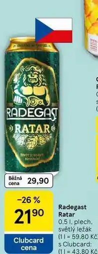 Tesco Radegast Ratar, 0.5 l, plech nabídka