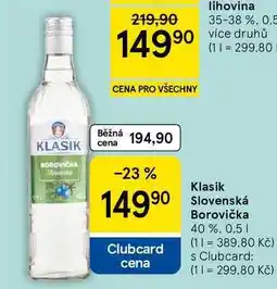Tesco Klasik Slovenská Borovička 40 % nabídka