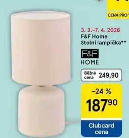 Tesco F&F Home Stolní lampička nabídka