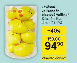 Tesco Závěsná velikonoční plastová vajíčka, 12 ks, 4 x 6 cm nabídka