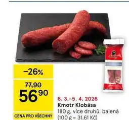 Tesco Kmotr Klobása, 180 g, více druhů, balená nabídka