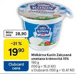 Tesco Mlékárna Kunín Zakysaná smetana krémovitá 15% nabídka