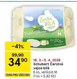 Tesco Schubert Čerstvá vejce bílá, 6 ks. velikost M nabídka