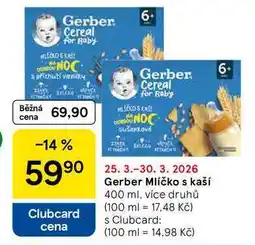 Tesco Gerber Mlíčko s kaší, 400 ml, více druhů nabídka