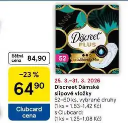 Tesco Discreet Dámské slipové vložky, 52-60 ks nabídka