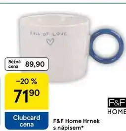 Tesco F&F Home Hrnek cena s nápisem nabídka