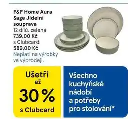 Tesco F&F Home Aura Sage Jídelní souprava, 12 dílů, zelená nabídka