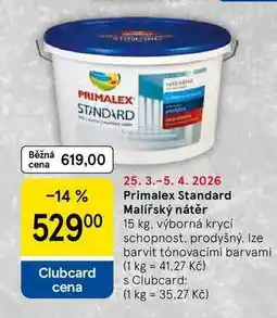Tesco Primalex Standard Malířský nátěr, 15 kg, výborná krycí nabídka