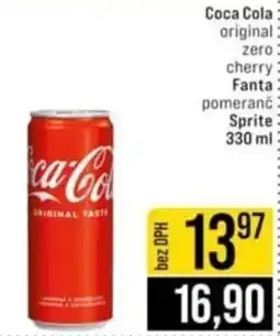 Jip Coca Cola original zero cherry Fanta pomeranč Sprite nabídka