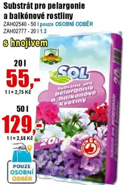 EVA Substrát pro pelargonie a balkónové rostliny nabídka