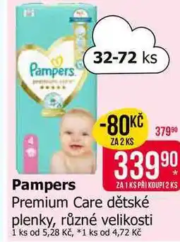 Teta Pampers Premium Care dětské plenky, různé velikosti 32-72 ks nabídka