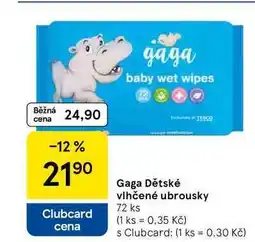 Tesco Gaga Dětské vlhčené ubrousky, 72 ks nabídka