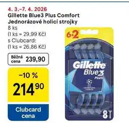 Tesco Gillette Blue3 Plus Comfort Jednorázové holicí strojky, 8 ks nabídka