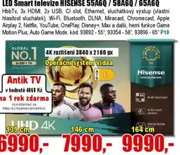 EVA LED Smart televize HISENSE 55A6Q/58A6Q/65A6Q nabídka