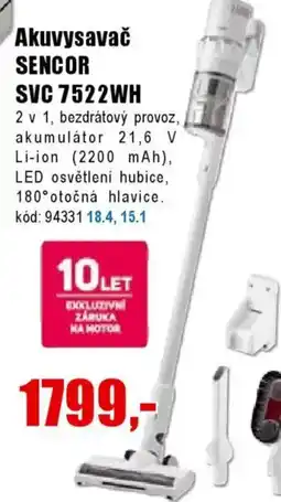 EVA Akuvysavač SENCOR SVC 7522WH nabídka