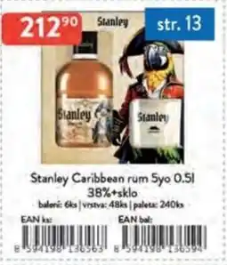 Qanto Stanley Caribbean rum 5yo 38%+sklo nabídka