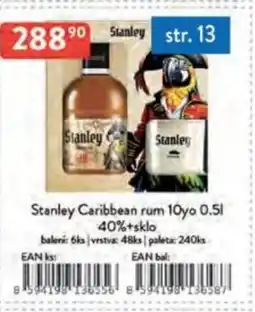 Qanto Stanley Caribbean rum 10yo 40%+sklo nabídka