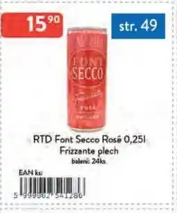 Qanto RTD Font Secco Rosé Frizzante plech nabídka