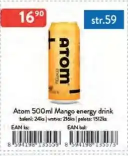 Qanto Atom Mango energy drink nabídka